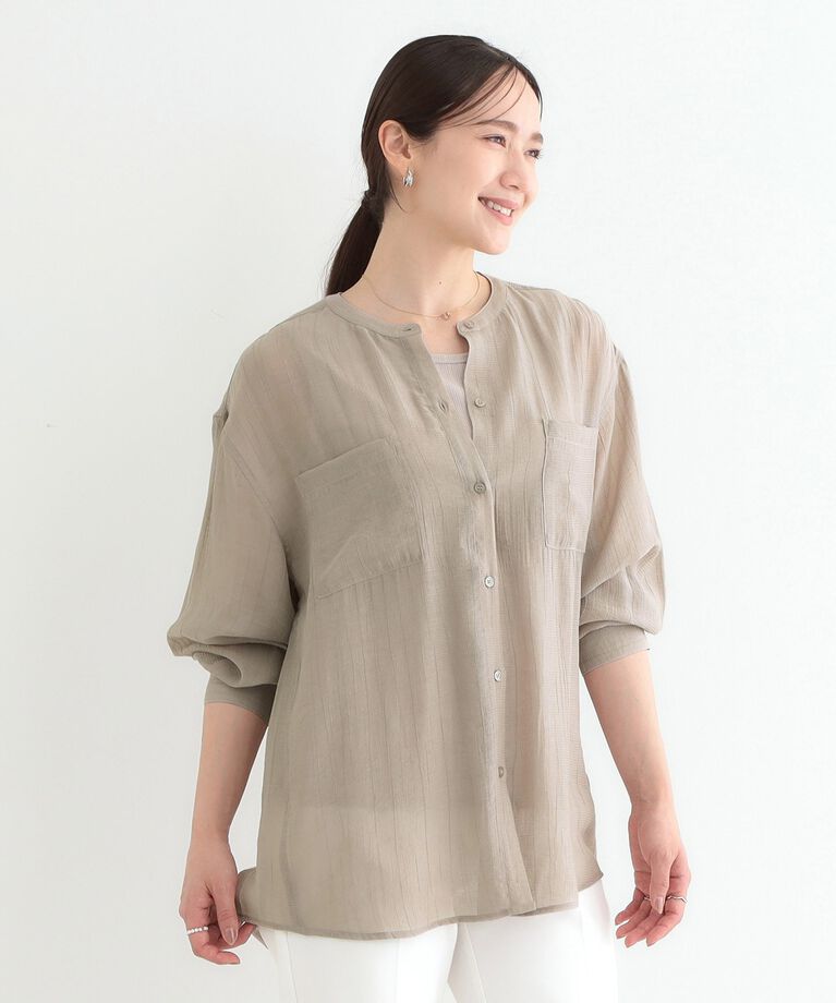 SHOO･LA･RUE「大人のシアー感 バンドカラーシャツ」|シャツ・ブラウス|