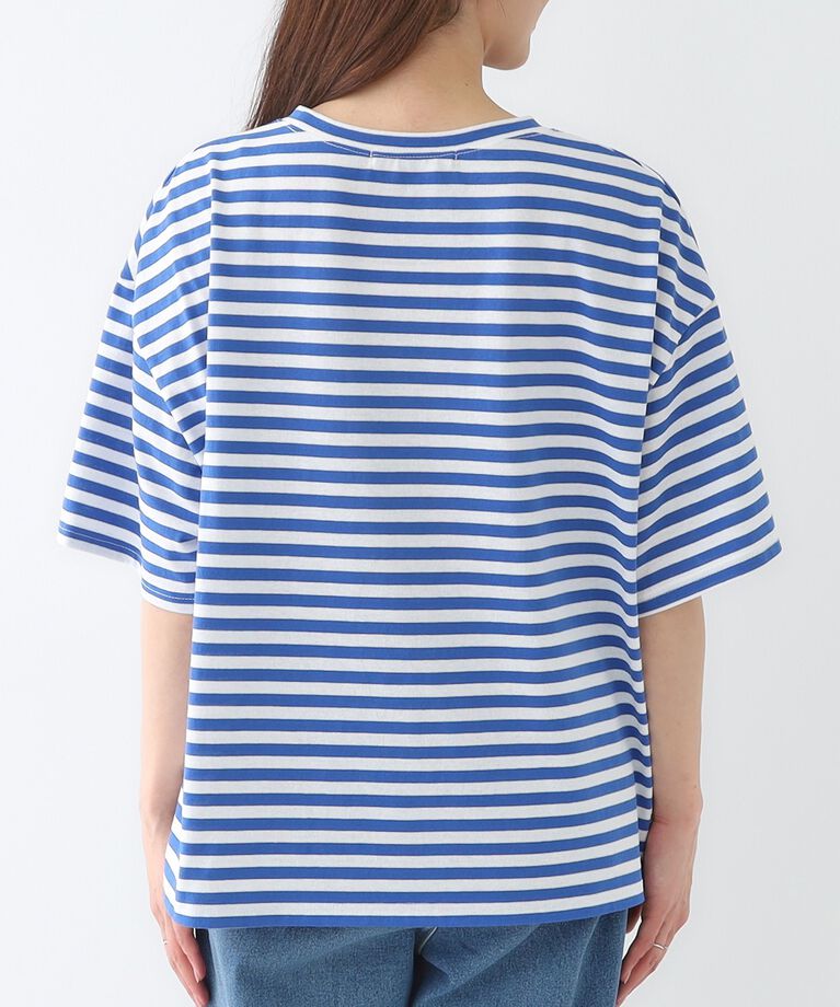 SHOO･LA･RUE「【洗える/S-LL】ハーフスリーブボーダーカットソー」|Tシャツ・カットソー|