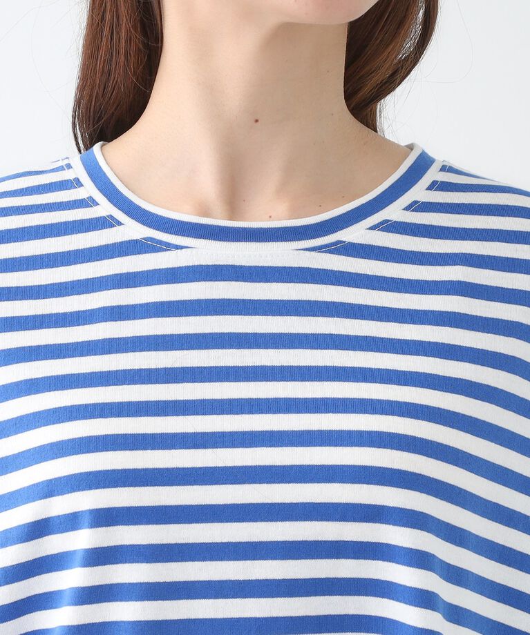 SHOO･LA･RUE「【洗える/S-LL】ハーフスリーブボーダーカットソー」|Tシャツ・カットソー|