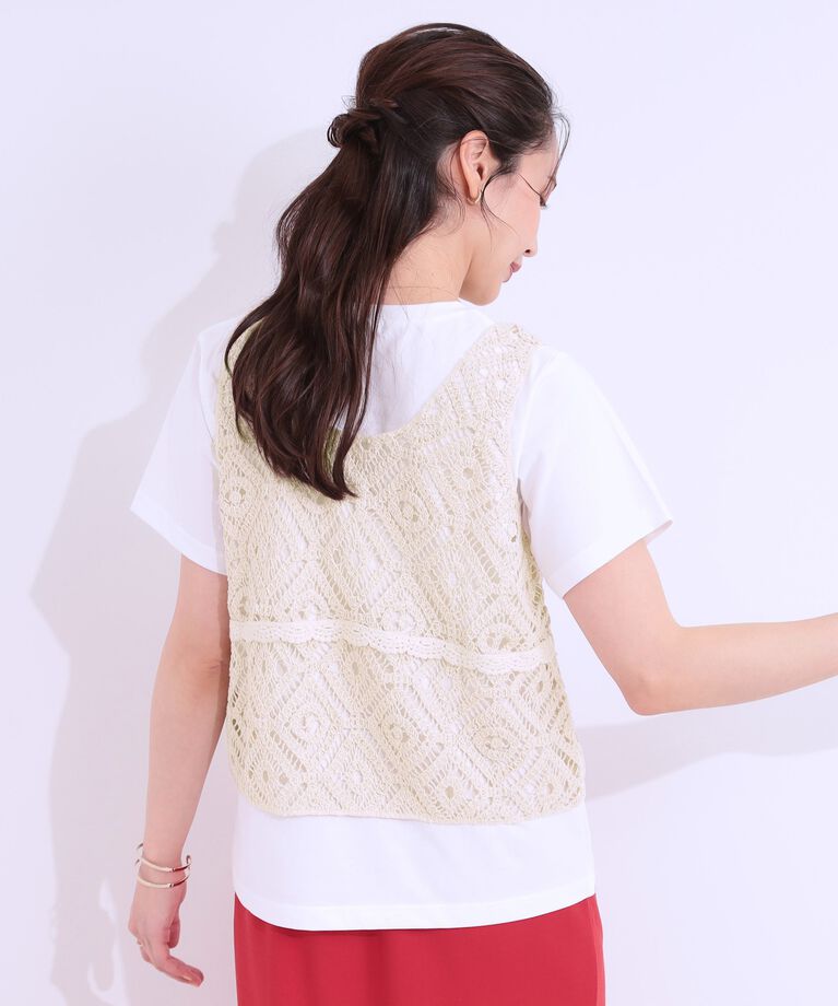 SHOO･LA･RUE「【S-LL/2点セット】大人カジュアルに レースビスチェ+プリントTシャツ」|その他|