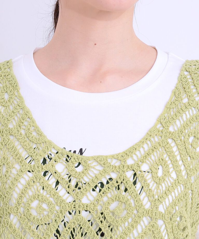 SHOO･LA･RUE「【S-LL/2点セット】大人カジュアルに レースビスチェ+プリントTシャツ」|その他|