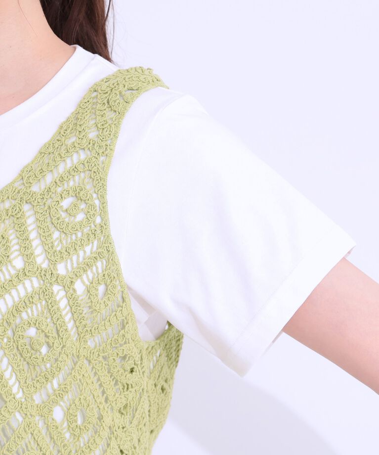 SHOO･LA･RUE「【S-LL/2点セット】大人カジュアルに レースビスチェ+プリントTシャツ」|その他|