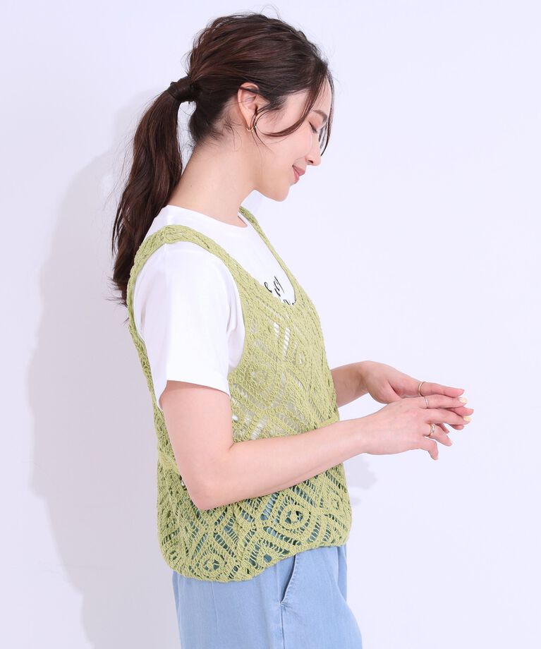 SHOO･LA･RUE「【S-LL/2点セット】大人カジュアルに レースビスチェ+プリントTシャツ」|その他|
