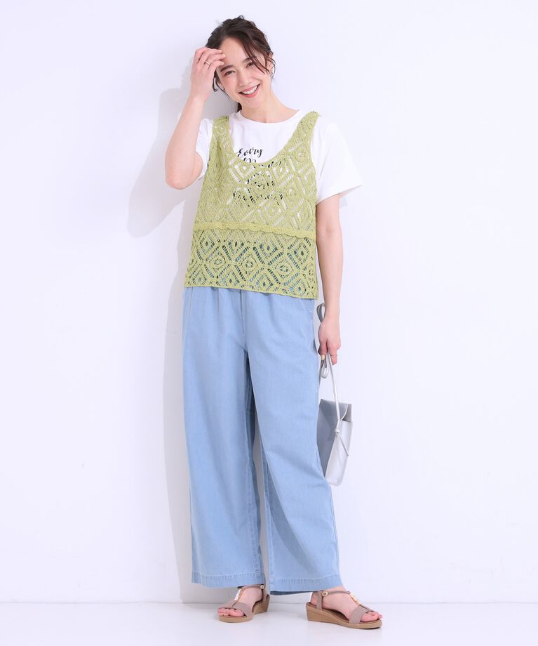 SHOO･LA･RUE「【S-LL/2点セット】大人カジュアルに レースビスチェ+プリントTシャツ」|その他|