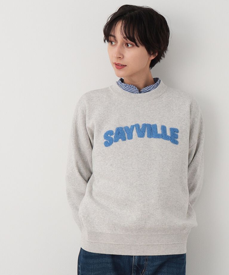 Dessin「【洗える】サガラ刺繍ロゴニット（XS～L）」|ニット・セーター|ﾌﾞﾙｰ(092)