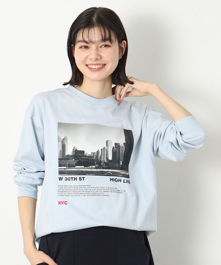 Dessin「【ユニセックス・洗える】フォトプリントロングスリーブTシャツ」|Tシャツ・カットソー|ブルー(091)