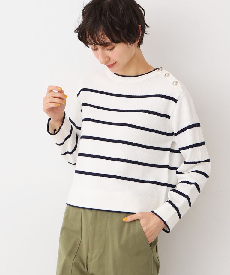 Dessin「【洗える】肩ボタン付きボーダーニット（XS～L）」|ニット・セーター|
