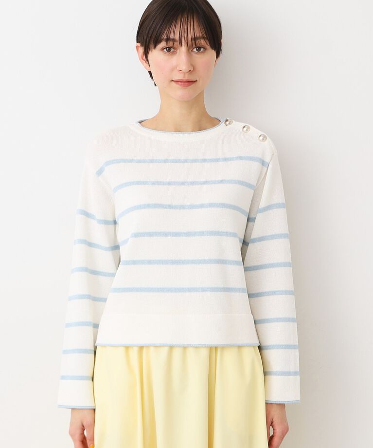 Dessin「【洗える】肩ボタン付きボーダーニット（XS～L）」|ニット・セーター|