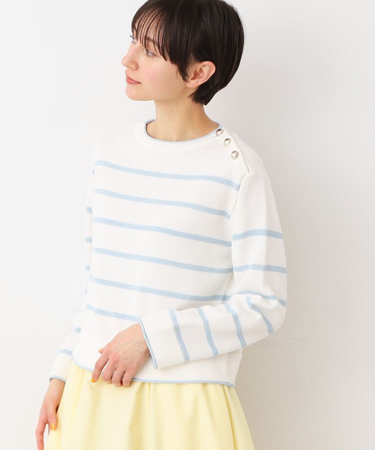 Dessin「【洗える】肩ボタン付きボーダーニット（XS～L）」|ニット・セーター|