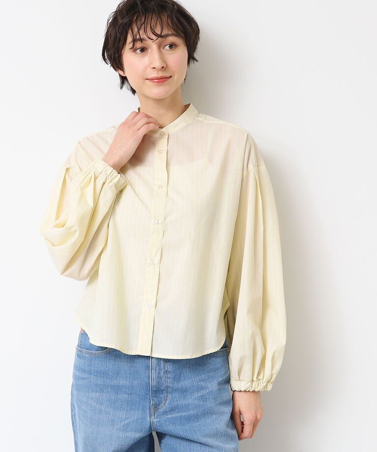 Dessin「【洗える】バンドカラーストライプシャツ（XS～L）」|シャツ・ブラウス|イエロー(331)