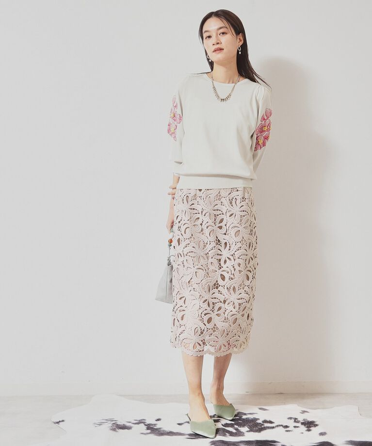 SunaUna「【リボンレース／S～Lサイズ展開】裾スカラタイトスカート」|スカート|