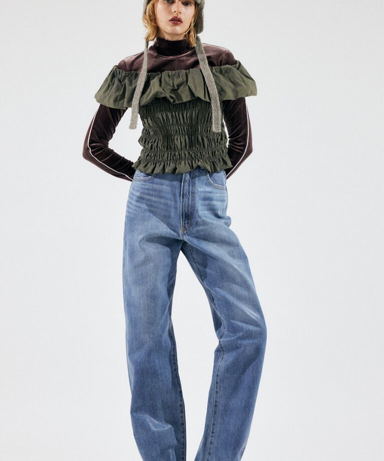 MOUSSY「HW COATED LOOSE STRAIGHT」|デニム|