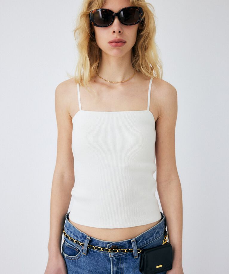 MOUSSY「SQUARE NECK キャミトップス」|キャミソール|WHT
