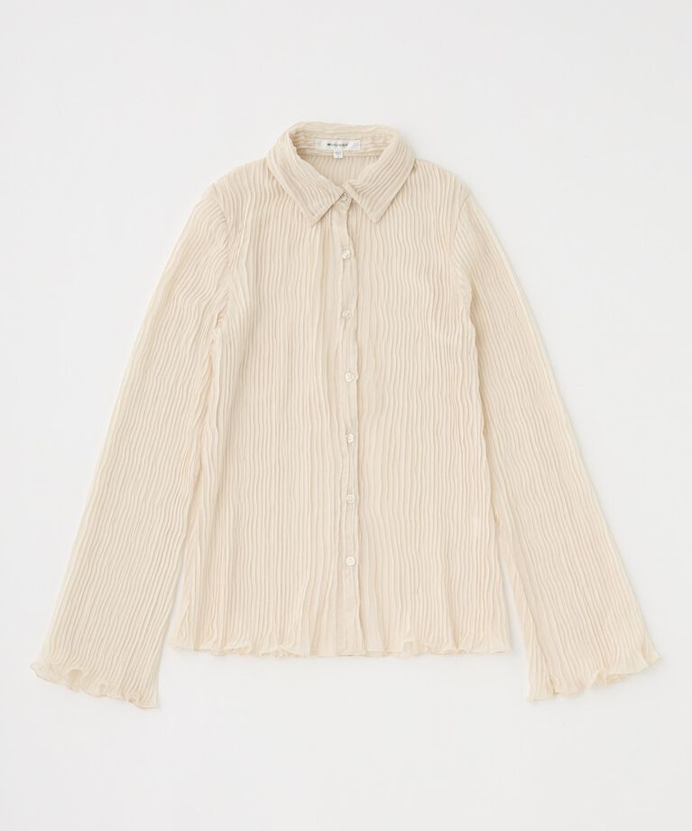 MOUSSY「SHEER PLEATS シャツ」|シャツ・ブラウス|O/WHT1