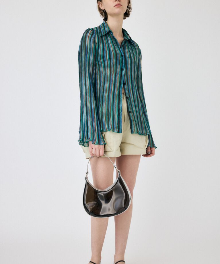 MOUSSY「SHEER PLEATS シャツ」|シャツ・ブラウス|柄GRN5