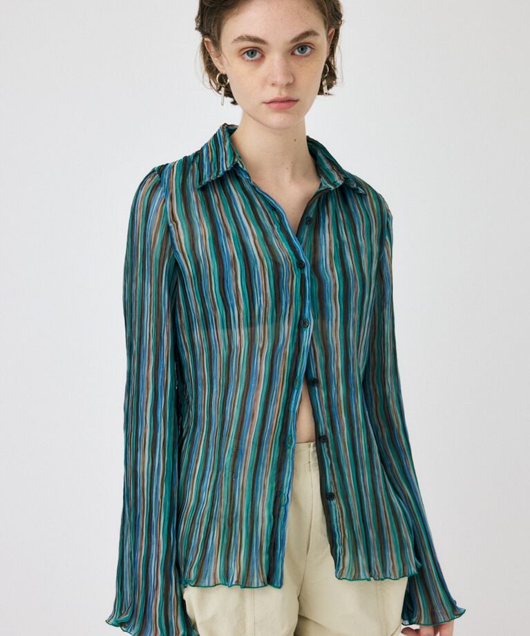 MOUSSY「SHEER PLEATS シャツ」|シャツ・ブラウス|