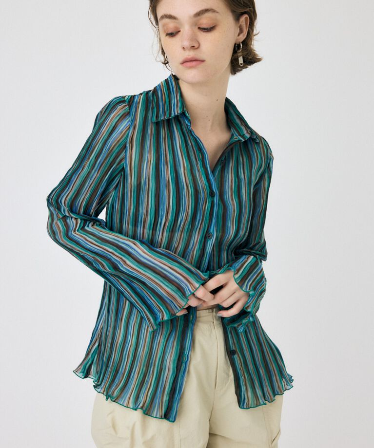 MOUSSY「SHEER PLEATS シャツ」|シャツ・ブラウス|