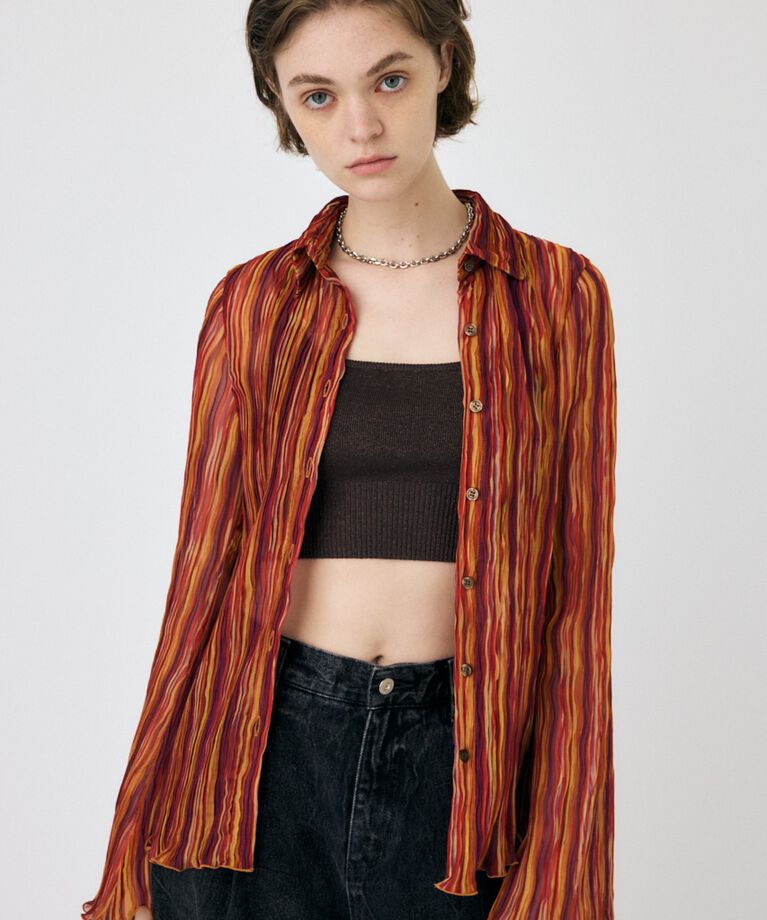 MOUSSY「SHEER PLEATS シャツ」|シャツ・ブラウス|