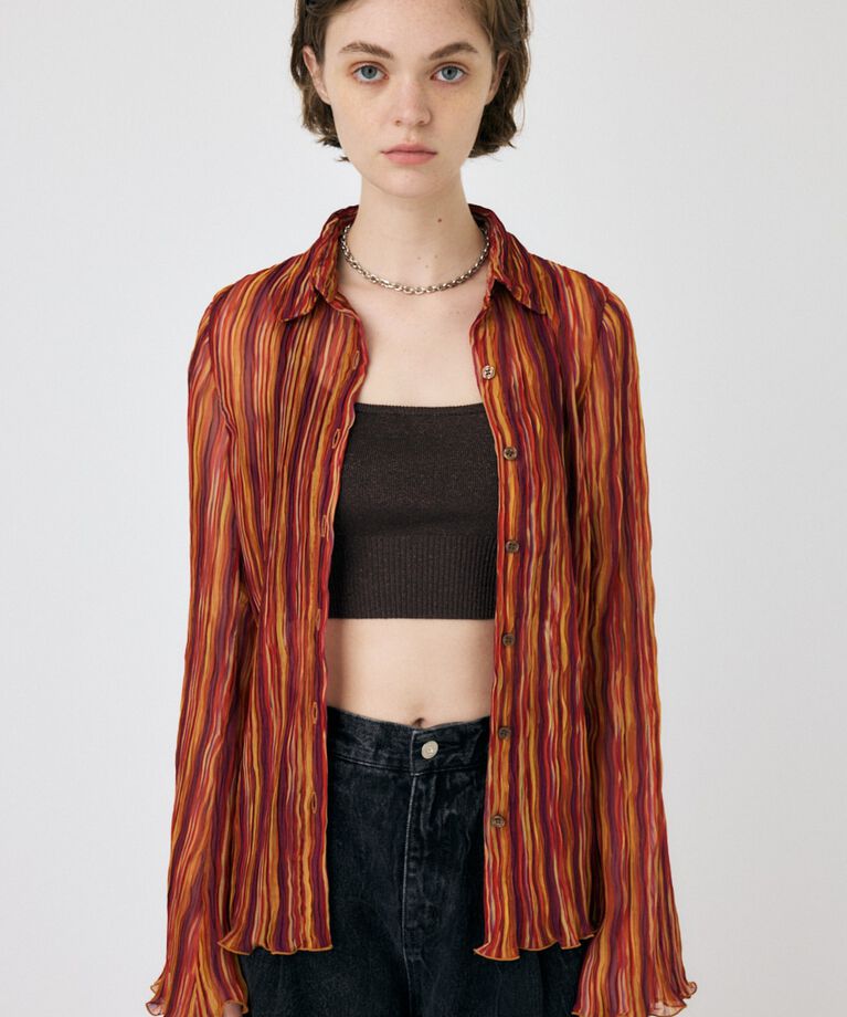 MOUSSY「SHEER PLEATS シャツ」|シャツ・ブラウス|