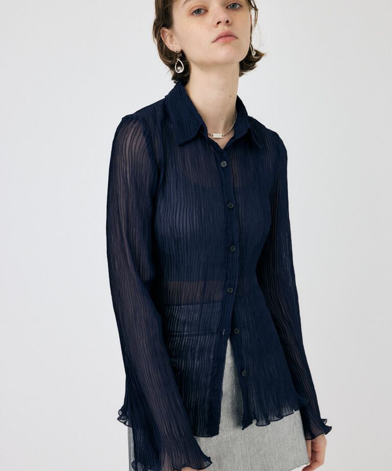 MOUSSY「SHEER PLEATS シャツ」|シャツ・ブラウス|
