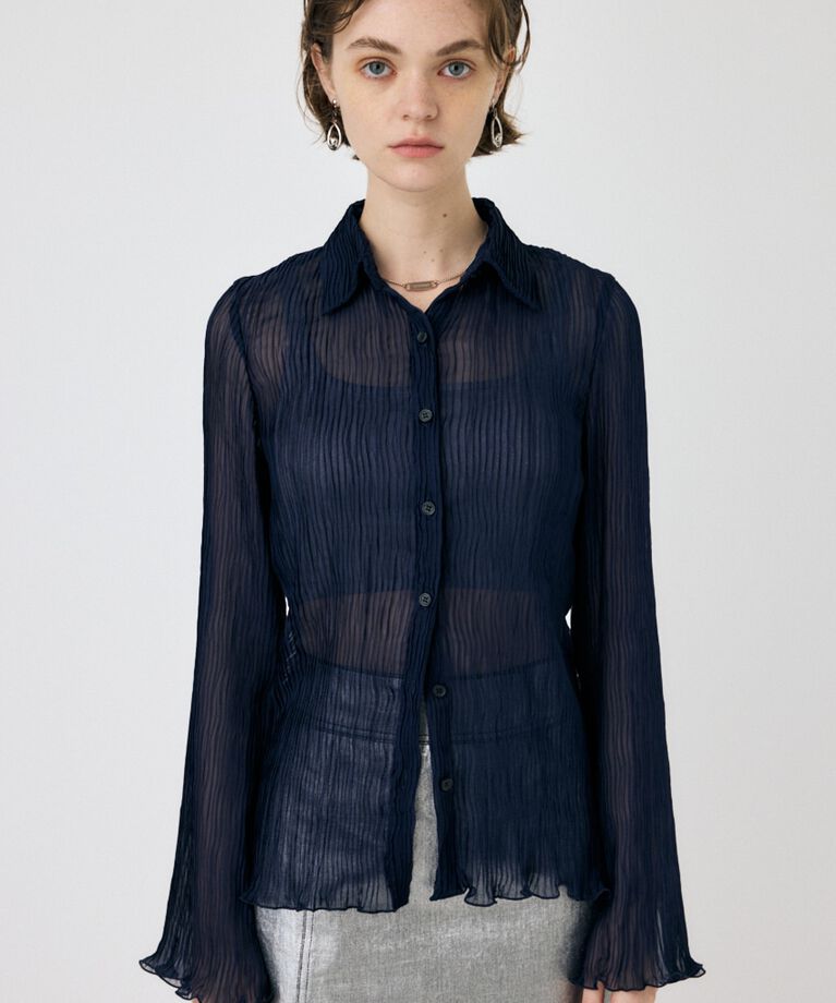 MOUSSY「SHEER PLEATS シャツ」|シャツ・ブラウス|