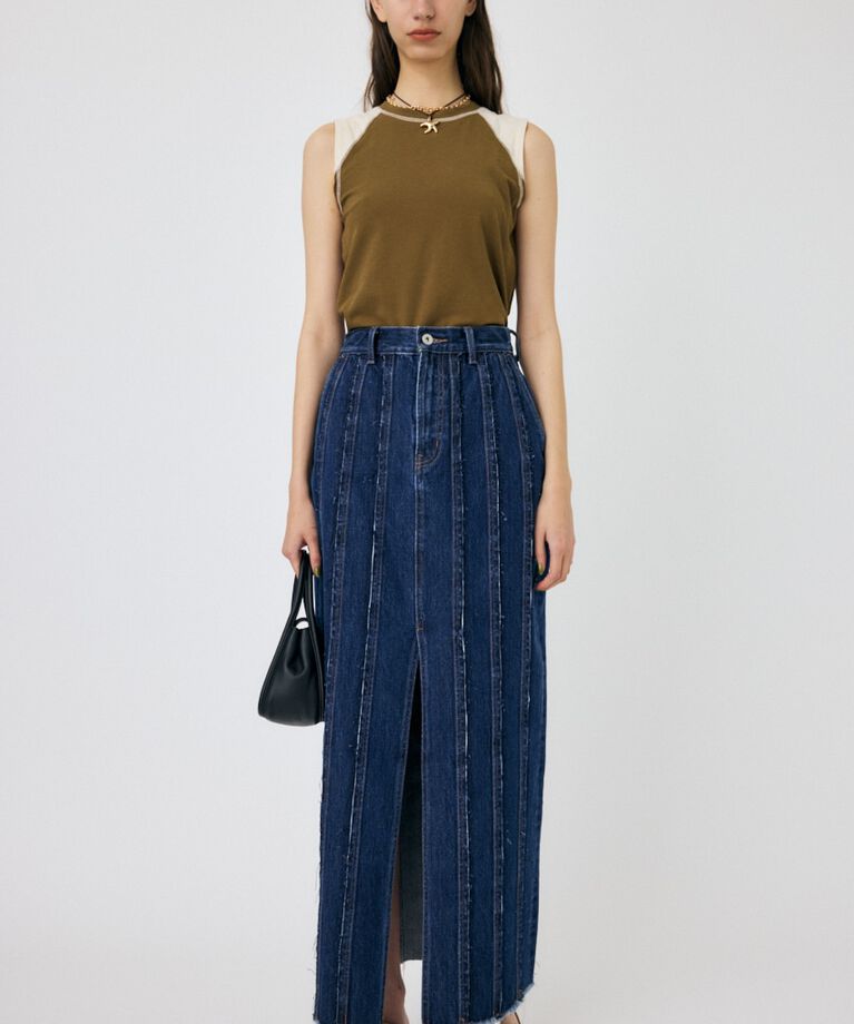 MOUSSY「FRONT SLIT FRINGE スカート」|スカート|BLU