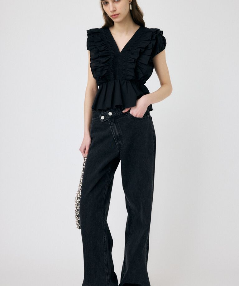 MOUSSY「CROSS WAIST WIDE STRAIGHT」|デニム|