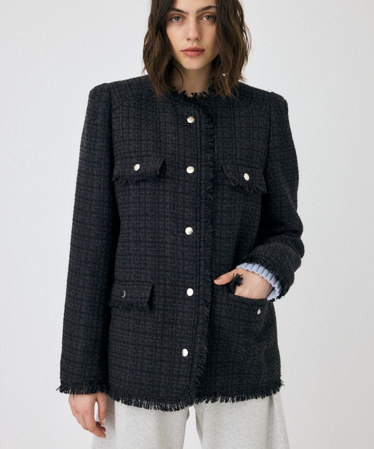 MOUSSY「VELOUR ツイード ジャケット」|その他|BLK