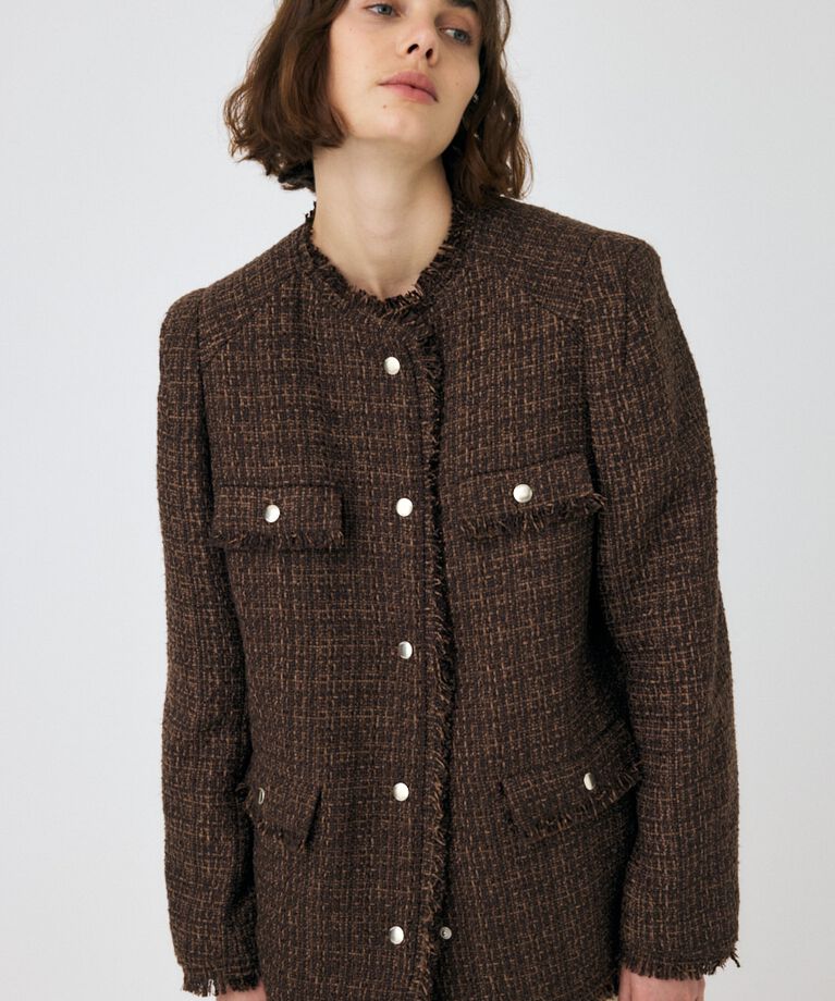 MOUSSY「VELOUR ツイード ジャケット」|その他|BRN