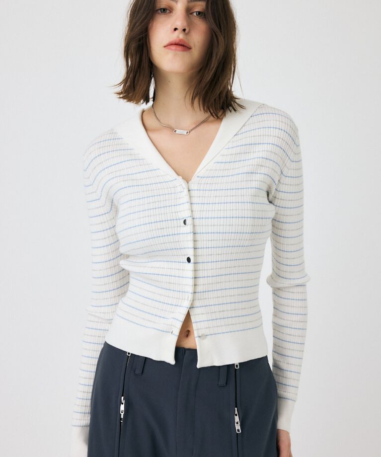 MOUSSY「SAILOR COLLAR ニット カーディガン」|ニット・セーター|WHT