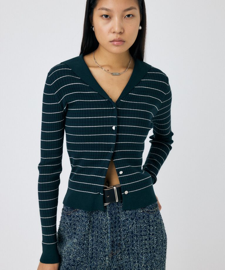 MOUSSY「SAILOR COLLAR ニット カーディガン」|ニット・セーター|D/GRN3