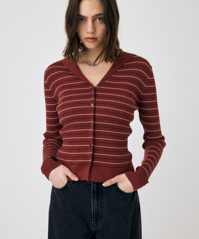 MOUSSY「SAILOR COLLAR ニット カーディガン」|ニット・セーター|