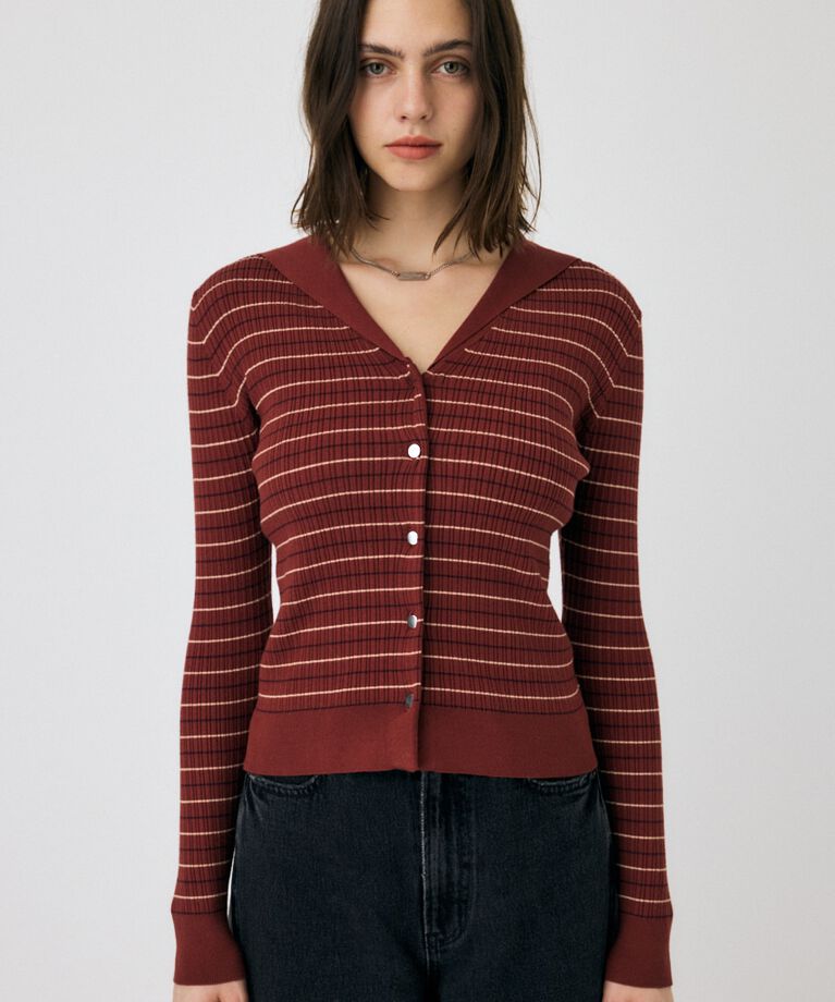 MOUSSY「SAILOR COLLAR ニット カーディガン」|ニット・セーター|