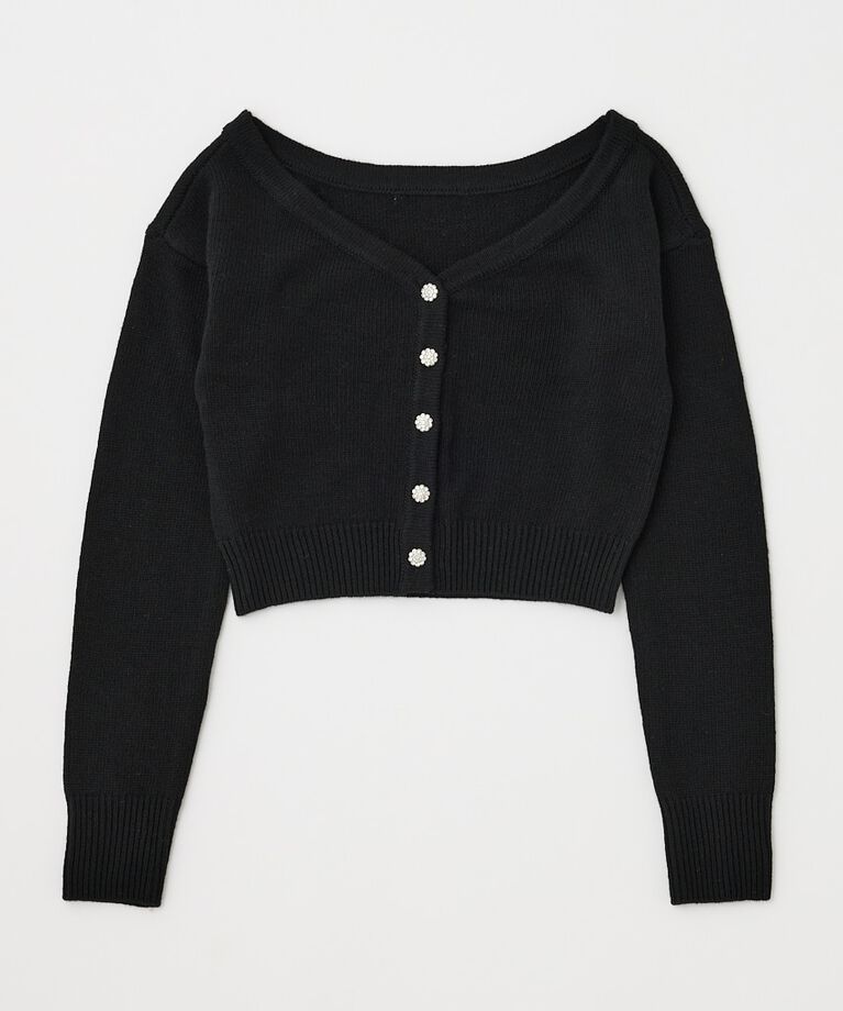 MOUSSY「2WAY SHORT ニットカーディガン」|カーディガン|BLK
