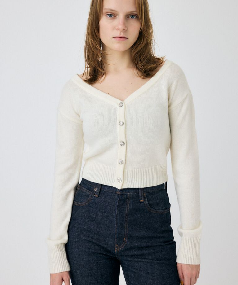 MOUSSY「2WAY SHORT ニットカーディガン」|カーディガン|ECRU