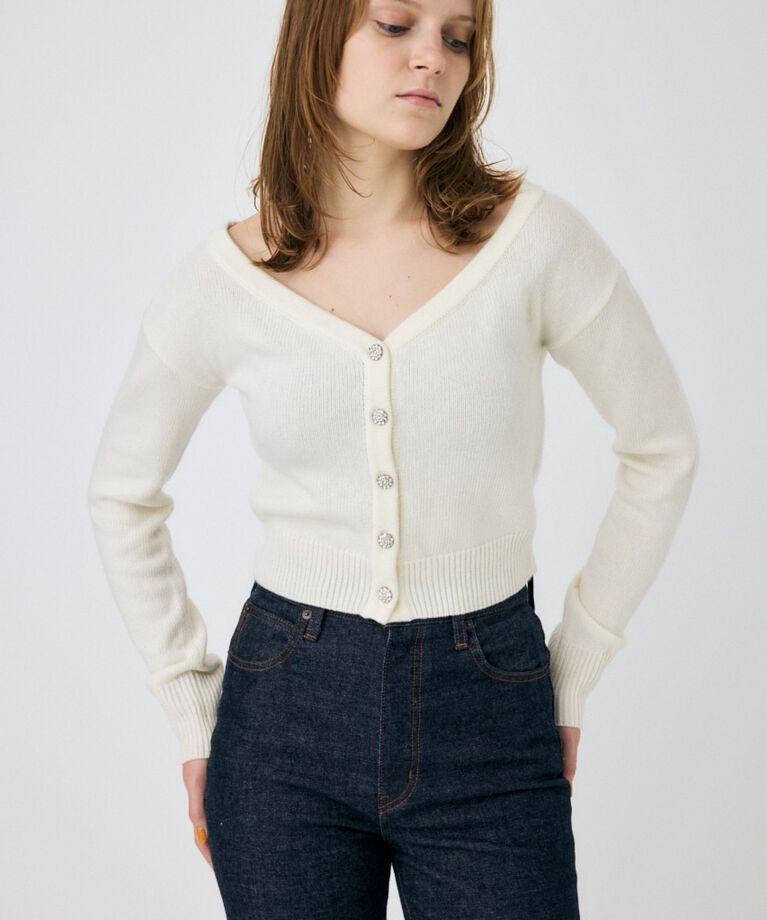 MOUSSY「2WAY SHORT ニットカーディガン」|カーディガン|