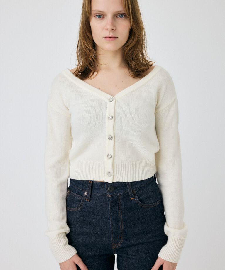 MOUSSY「2WAY SHORT ニットカーディガン」|カーディガン|