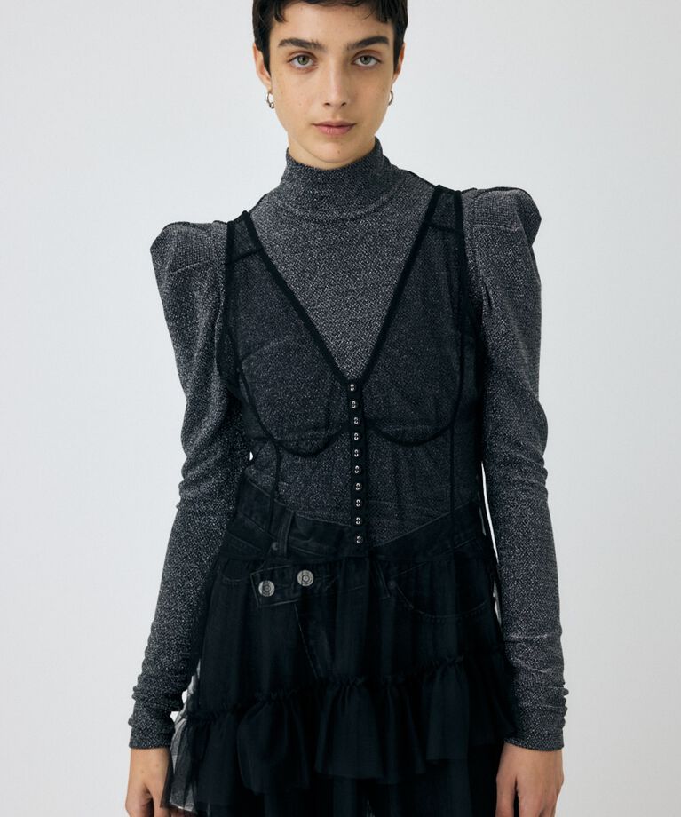 MOUSSY「POINT SHOULDER グリッタートップス」|Tシャツ・カットソー|SLV