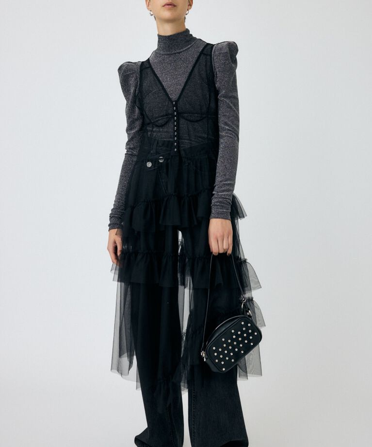 MOUSSY「POINT SHOULDER グリッタートップス」|Tシャツ・カットソー|
