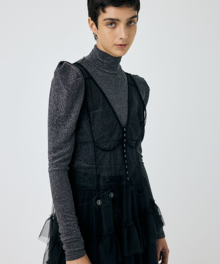 MOUSSY「POINT SHOULDER グリッタートップス」|Tシャツ・カットソー|