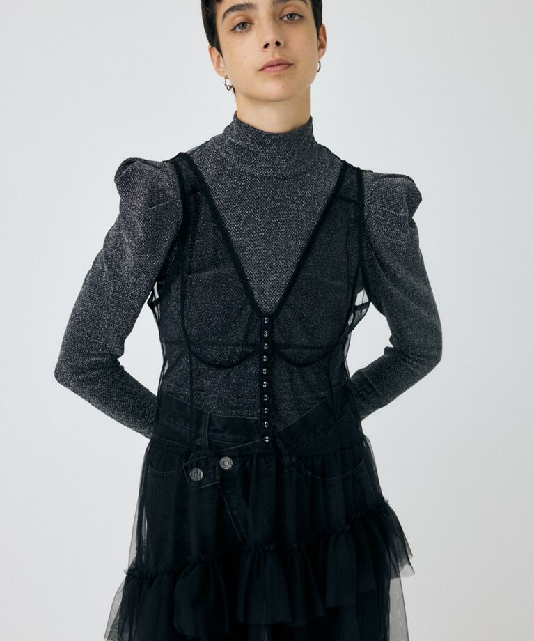 MOUSSY「POINT SHOULDER グリッタートップス」|Tシャツ・カットソー|