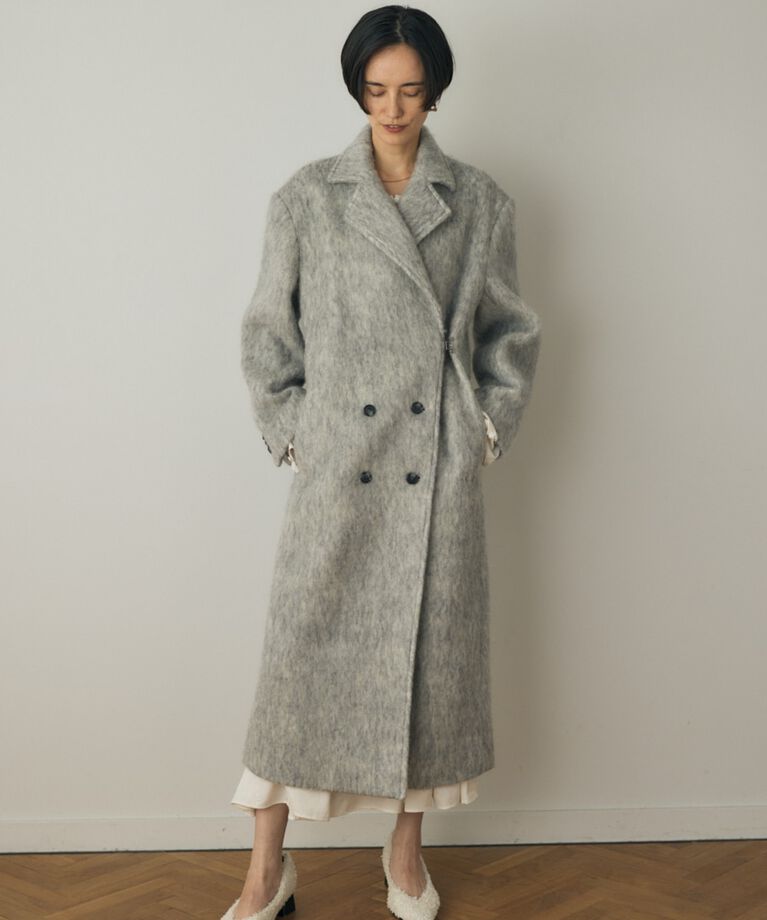 MOUSSY「シャギーロングコート リサイクルポリエステル×ウール混」|その他|L/GRY1