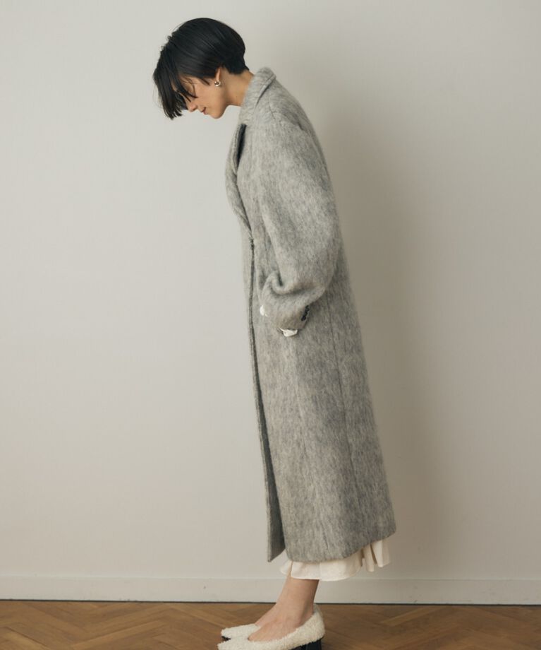 MOUSSY「シャギーロングコート リサイクルポリエステル×ウール混」|その他|