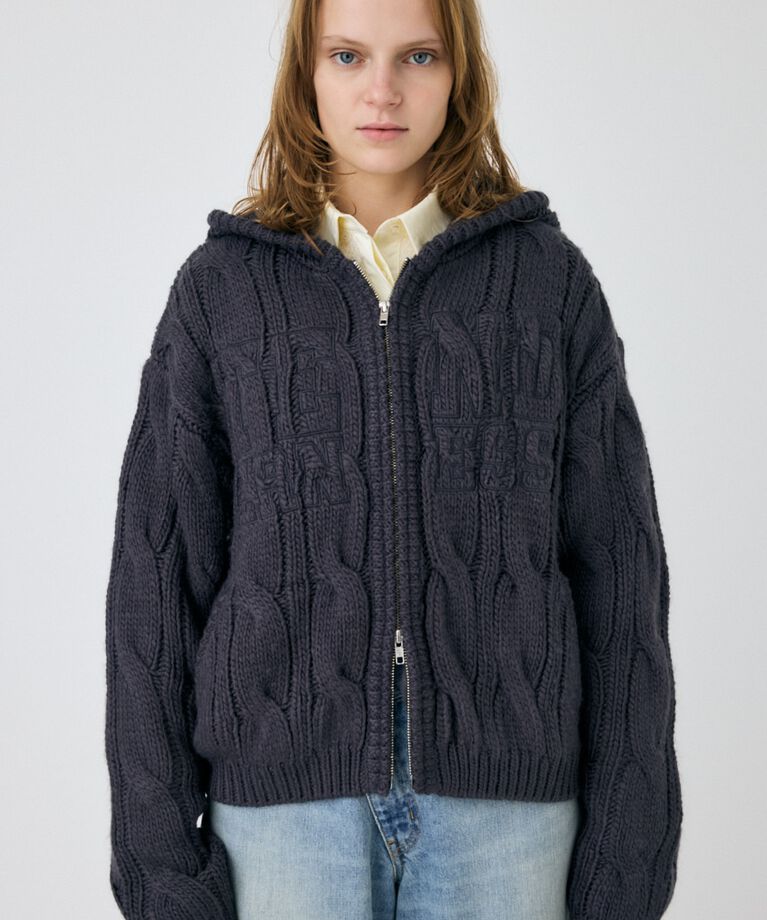 MOUSSY「CABLE ZIP UP ニットフーディ」|ニット・セーター|