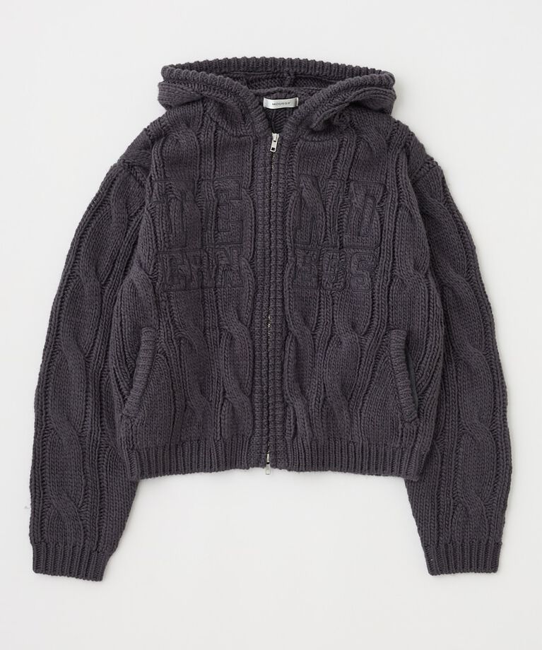MOUSSY「CABLE ZIP UP ニットフーディ」|ニット・セーター|