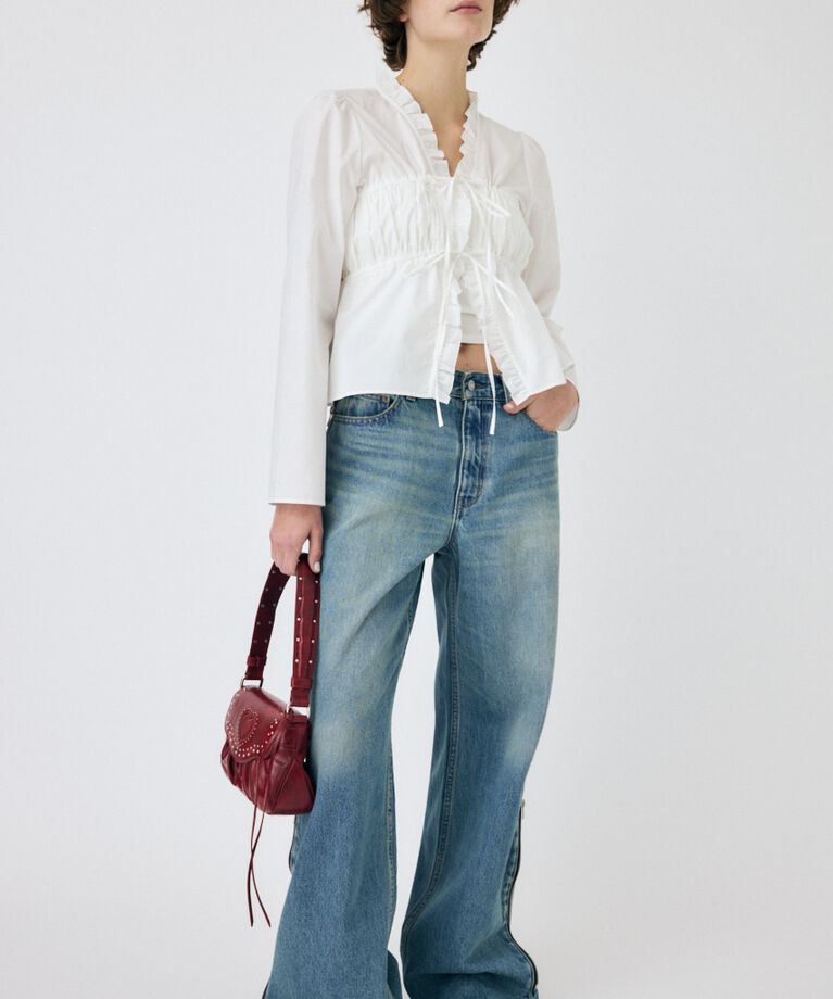 MOUSSY「FRONT RIBBON GATHER ブラウス」|シャツ・ブラウス|