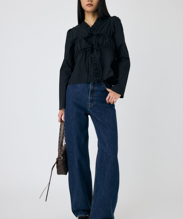 MOUSSY「FRONT RIBBON GATHER ブラウス」|シャツ・ブラウス|