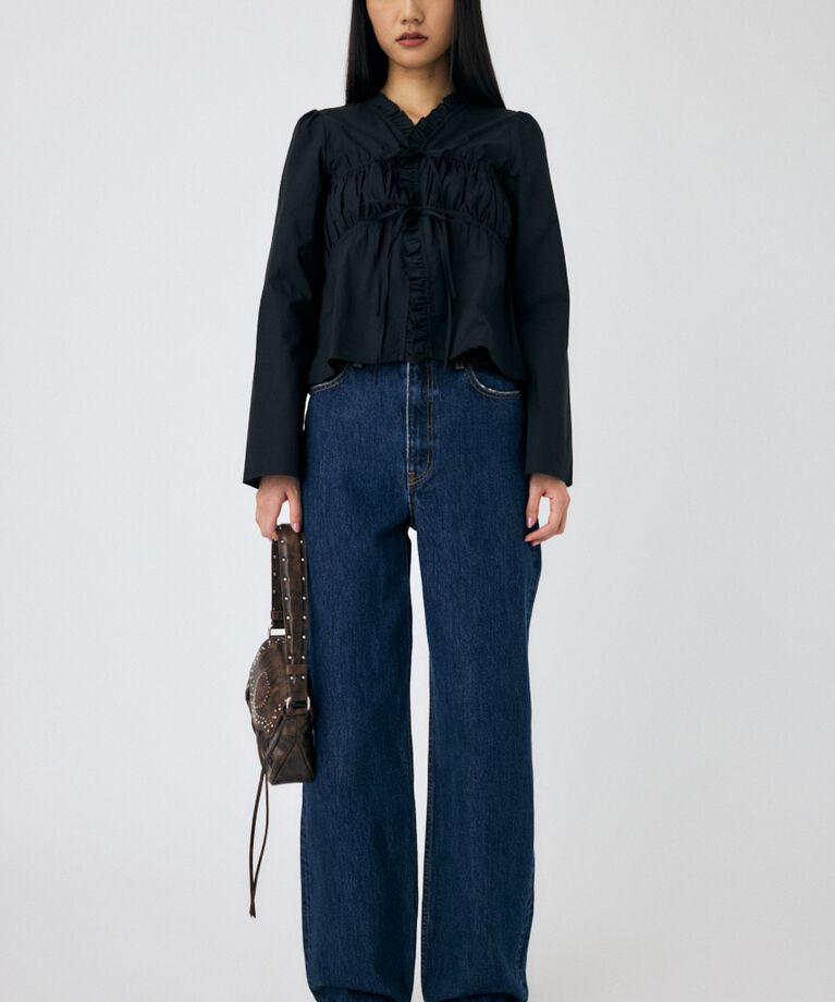 MOUSSY「FRONT RIBBON GATHER ブラウス」|シャツ・ブラウス|