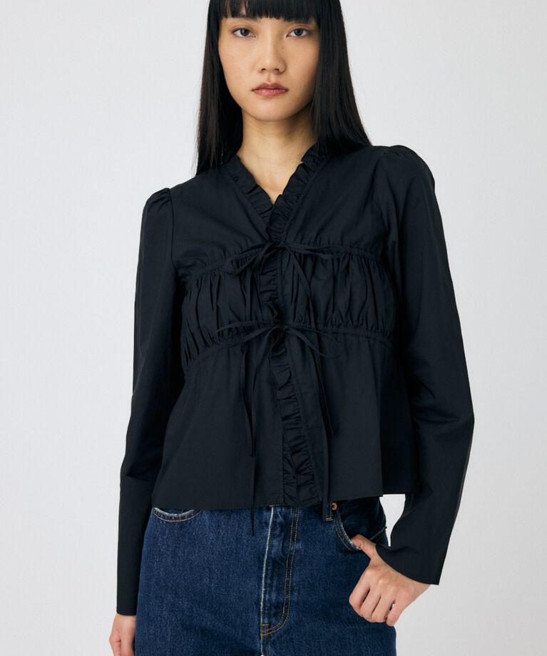 MOUSSY「FRONT RIBBON GATHER ブラウス」|シャツ・ブラウス|