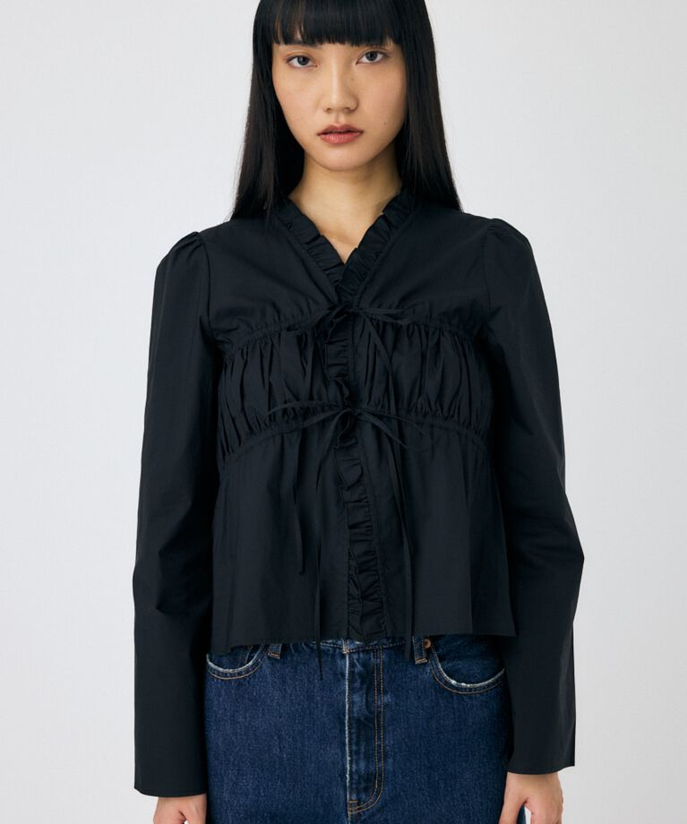 MOUSSY「FRONT RIBBON GATHER ブラウス」|シャツ・ブラウス|